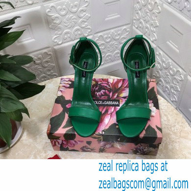 Dolce  &  Gabbana Heel 10.5cm Leather Sandals Green with Baroque D & G Heel 2021